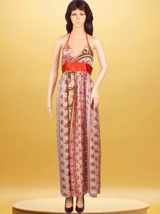 Tricia Fix Dresses & Skirts - TRICIA FIX size S multicolor elephant-theme off-the-shouldr fit/flare maxi dress